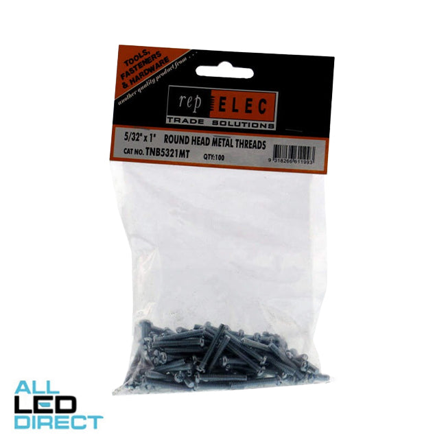 Repelec 5/32 x 1 Inch Round Slot Zinc Plated Metal Screw 100 Packet
