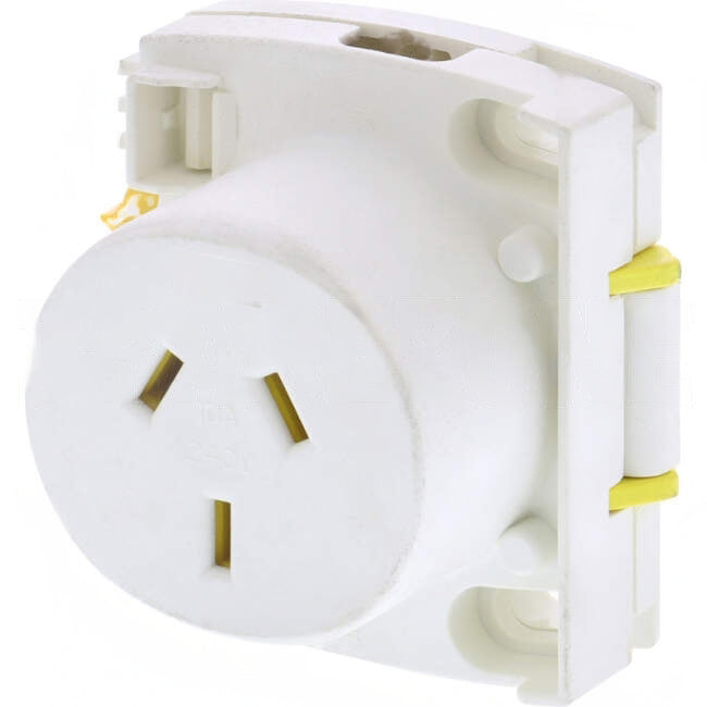 HPM 10 Amp Quick Connect 3 Pin Single Plug Base White Yellow