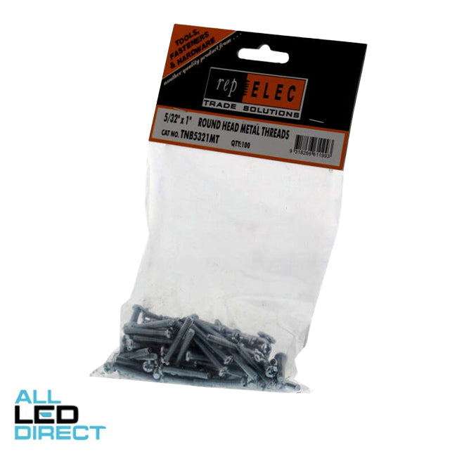 Repelec 5/32 x 1 Inch Round Slot Zinc Plated Metal Screw 100 Packet