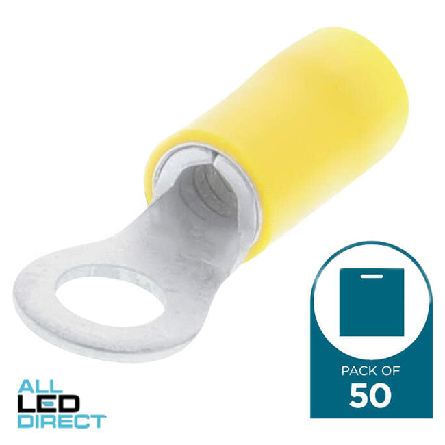 Wattmaster Stud Ring Terminal Suitable For 6mm Yellow Pack Of 50