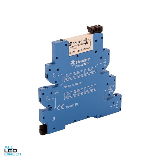 NHP FINDER 6 Amp 1 x C/O Contact 230 Volts AC Coil Relay Interface Module ALL LED Direct