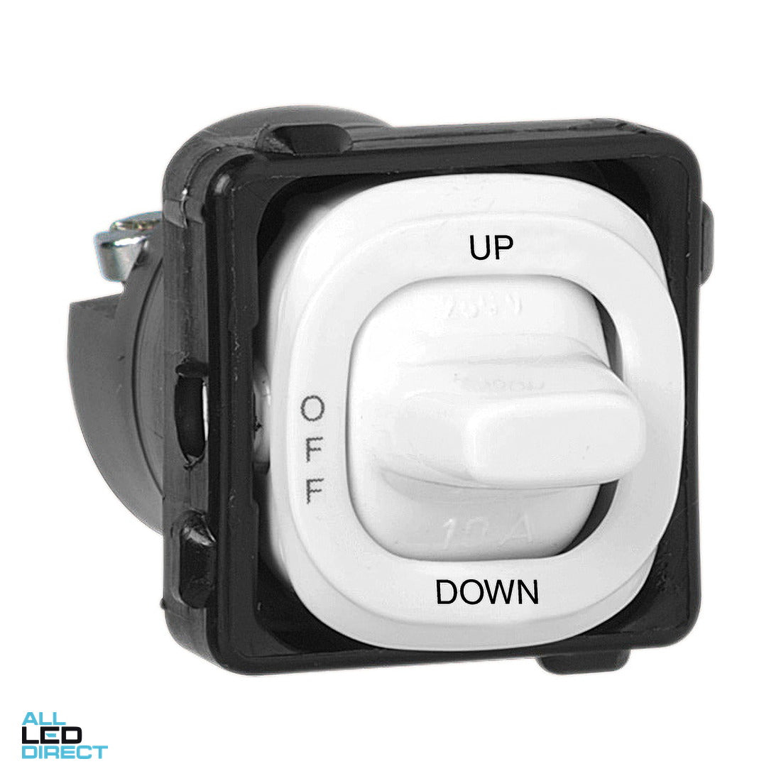 Clipsal 10 Amp 30 SERIES 3 Position Toggle Switch Mech Black Engraved With 'UP/OFF/DOWN' ALL LED Direct