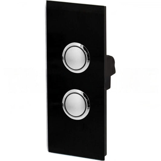 Clipsal 20 Amp 2 Gang SATURN Vertical Internal Push Button Architrave Switch With LED Indicator Espresso Black