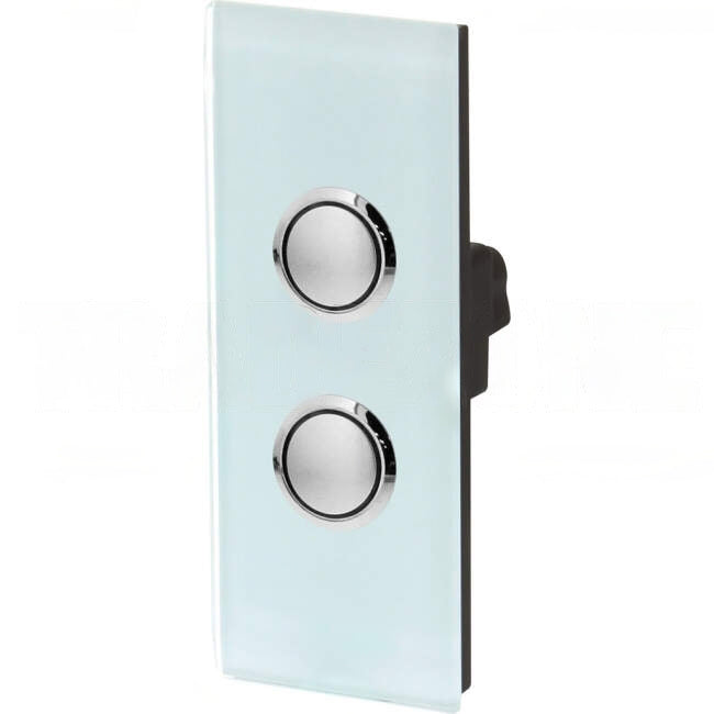 Clipsal 20 Amp 2 Gang SATURN Vertical Internal Push Button Architrave Switch With LED Indicator Ocean Mist