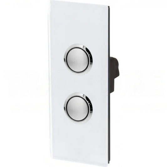 Clipsal 20 Amp 2 Gang SATURN Vertical Internal Push Button Architrave Switch With LED Indicator Pure White