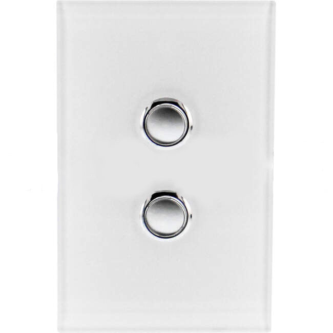 Clipsal 2 Gang SATURN Push Button Grid & Cover Plate Excluding Mechs Pure White