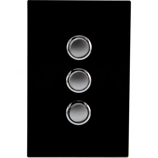 Clipsal 3 Gang SATURN Push Button Grid & Cover Plate Excluding Mechs Espresso black