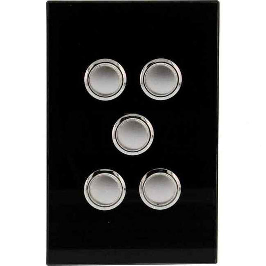 Clipsal 5 Gang SATURN Push Button Switch Cover Plate Espresso Black - Default Title (4065PBCEB)