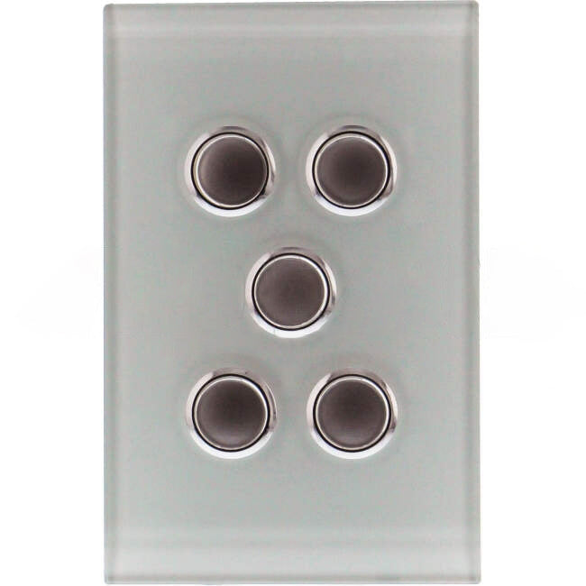 Clipsal 5 Gang SATURN Push Button Grid & Cover Plate Excluding Mechs Pure White