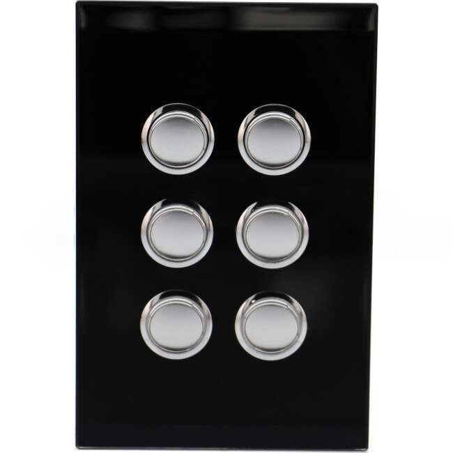 Clipsal 6 Gang SATURN Push Button Switch Cover Plate Espresso Black