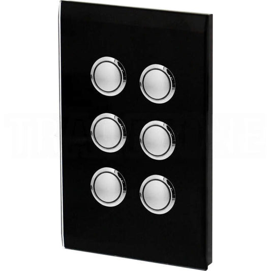 Clipsal 6 Gang SATURN Push Button Switch Cover Plate Espresso Black