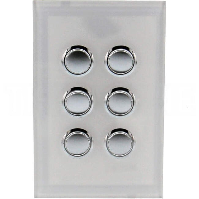 Clipsal 6 Gang SATURN Push Button Switch Cover Plate Pure White