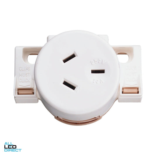 Clipsal 10 Amp 3 Pin QUICK CONNECT Single Plug Base White ALL LED Direct