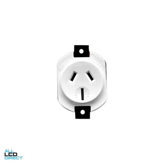 Clipsal 15 Amp 3 Pin Single Plug Base With Auto Switch Plug Only White ALL LED Direct