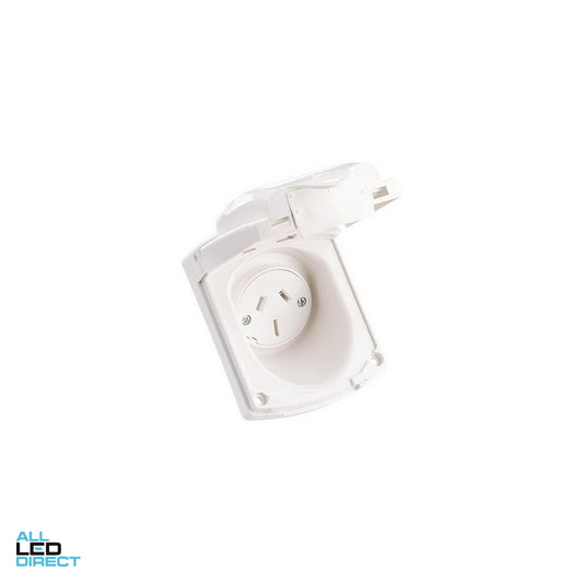 Clipsal 15 Amp Single Auto-Switched Weatherproof Caravan Outlet IP34 White Electric