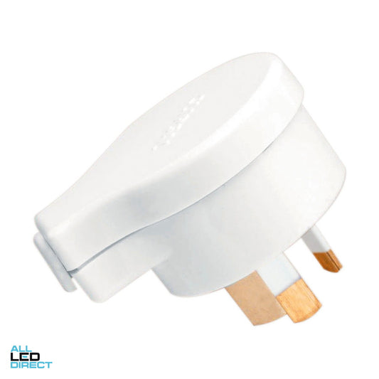 Clipsal 10 Amp 3 Pin Male Plug Top With Side Entry & Insulated Pins Suitable For 1mm Cable White ALL LED Direct