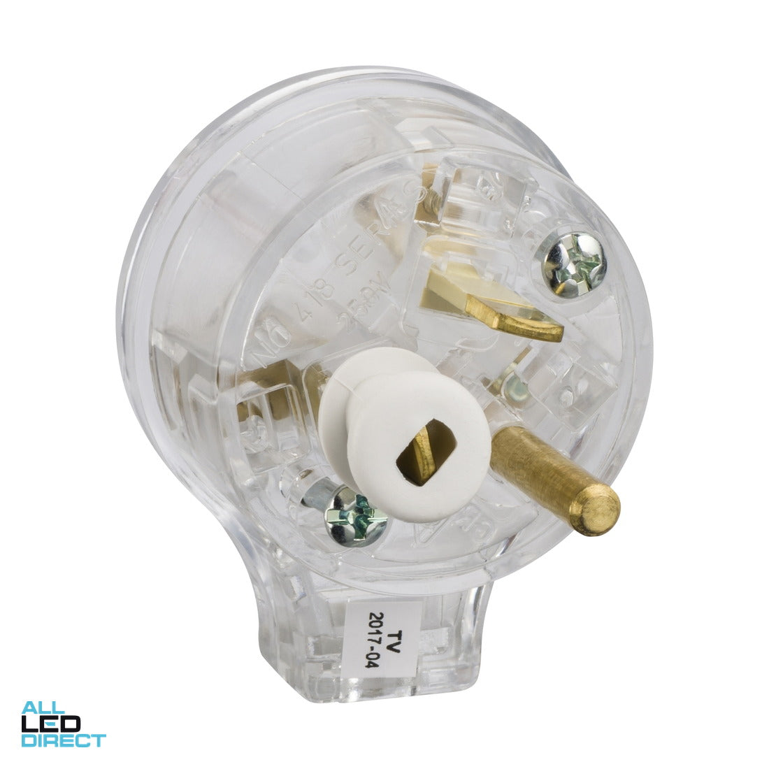 Clipsal 10 Amp 3 Pin Male Plug Top With Side Entry & Round Earth Pin Transparent ALL LED Direct