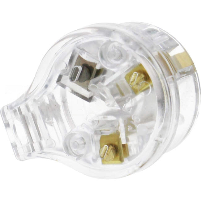 Clipsal 10 Amp 3 Pin Male Plug Top With Side Entry & Insulated Pins Suitable For 1mm Cable Transparent