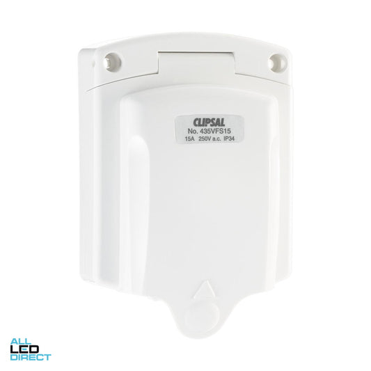 Clipsal 15 Amp Single Phase 3 Flat Pin IP34 Industrial Angled Inlet Socket With Flap