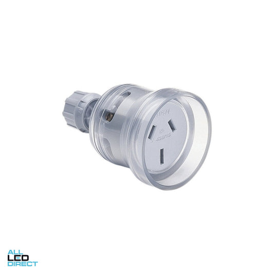 Clipsal 15 Amp STANDARD 3 Pin Flexible Cord Extension Socket Transparent ALL LED Direct