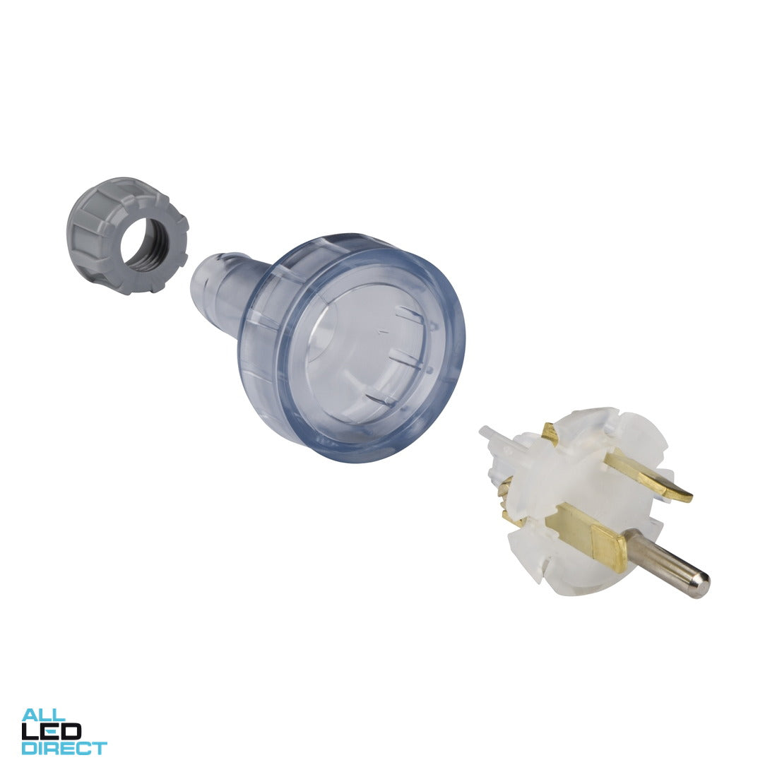 Clipsal 10 Amp 3 Pin Male Plug Top With Insulated Pins And Round Earth Pin Suitable For 0.75mm & 1mm Cable Transparent ALL LED Direct