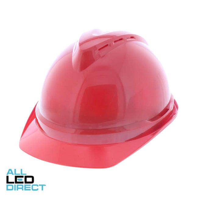 MSA V-GARD 500 Vented Hard Hat With 6 Point PUSH-KEY Suspension Red