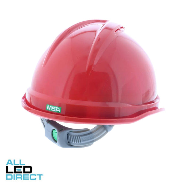 MSA V-GARD 500 Vented Hard Hat With 6 Point PUSH-KEY Suspension Red