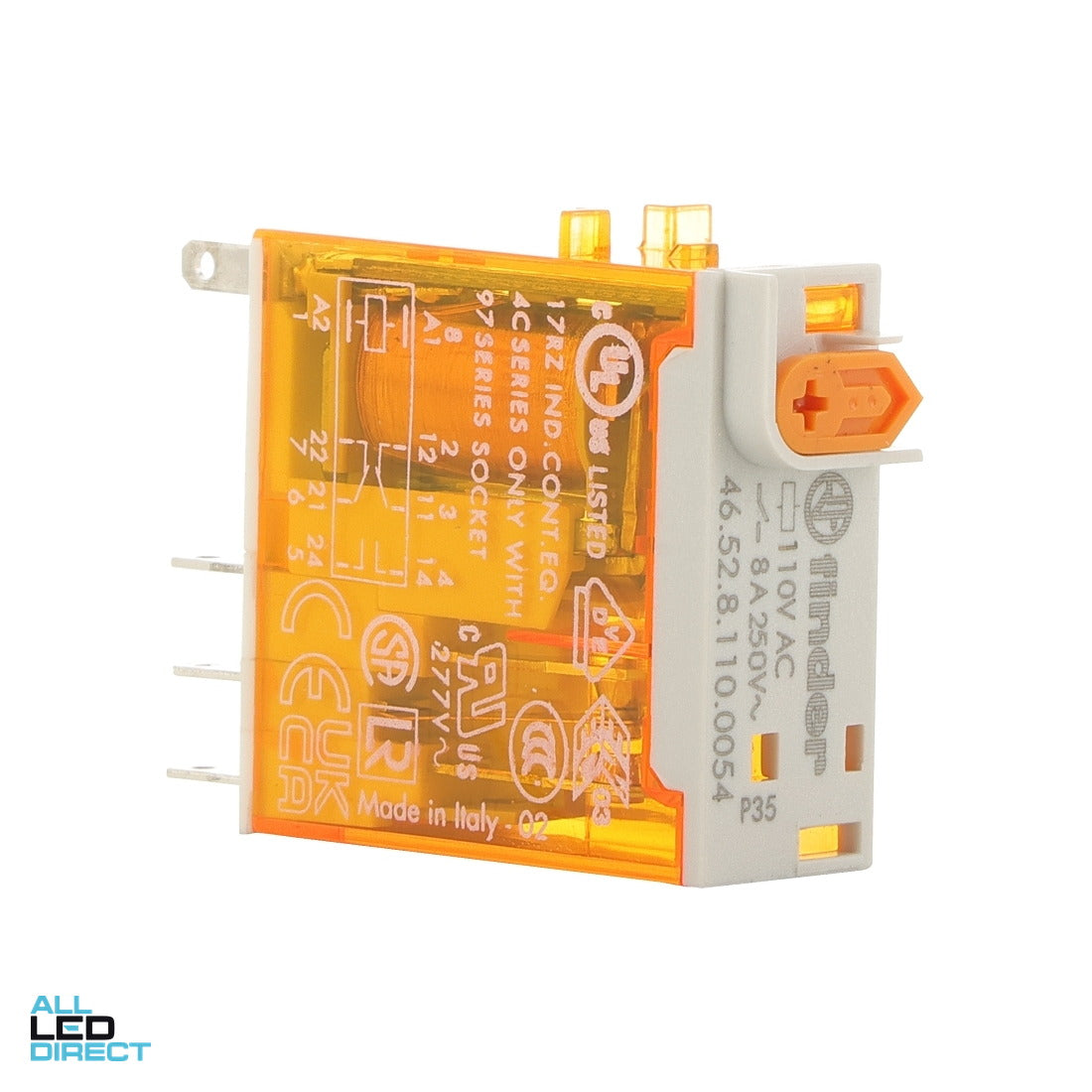 NHP FINDER 8 Amp 2 x C/O Contact 110 Volts AC Coil Miniature Industrial Relay With PB LED & MI ALL LED Direct