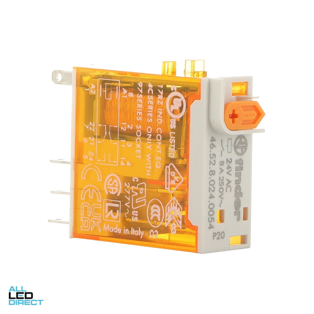 NHP FINDER 8 Amp 2 x C/O Contact 24 Volts AC Coil With LED Indicator Miniature Industrial Relay Plug In ALL LED Direct