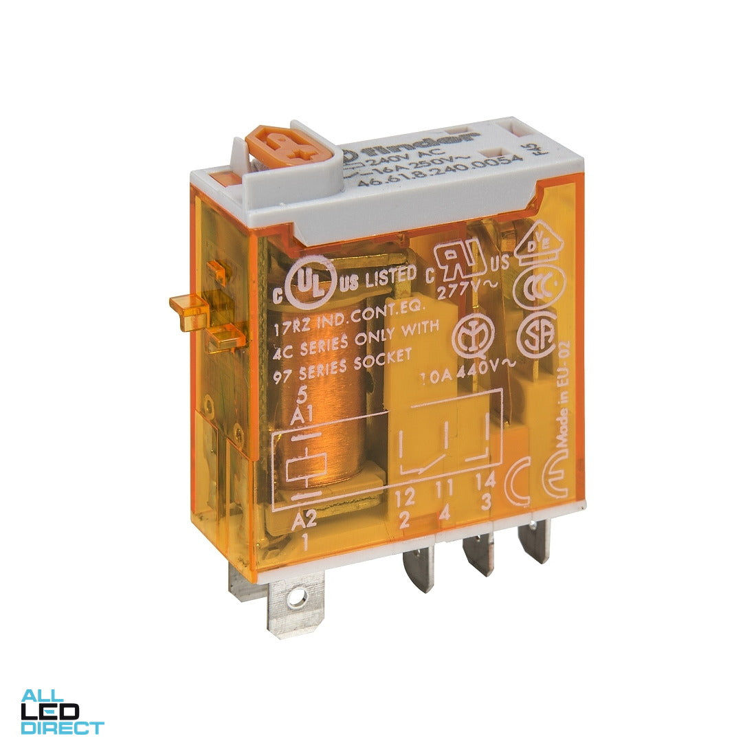 NHP FINDER 16 Amp 1 x C/O Contact 240 Volts AC Coil With LED Indicator Miniature Industrial Relay Plug In ALL LED Direct