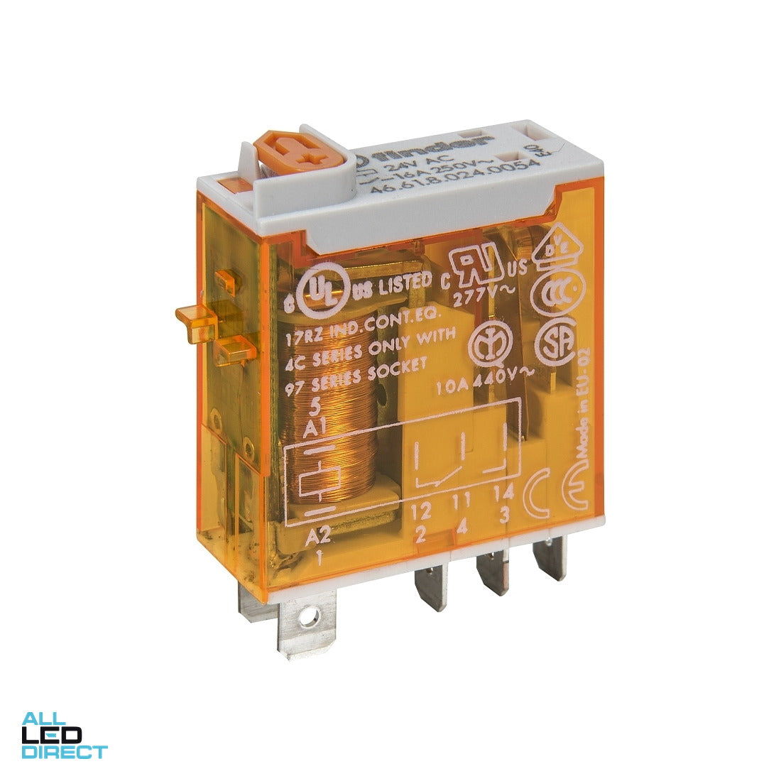 NHP FINDER 16 Amp 1 x C/O Contact 24 Volts AC Coil With LED Indicator Miniature Industrial Relay Plug In ALL LED Direct