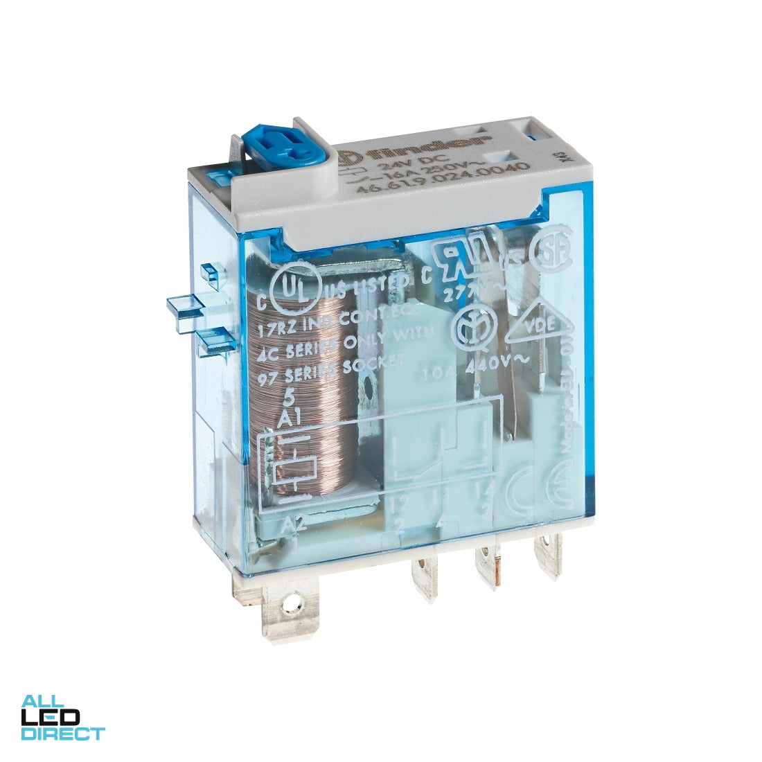 NHP FINDER 16 Amp 1 x C/O Contact 24 Volts DC Coil With LED Indicator Miniature Industrial Relay Plug In ALL LED Direct