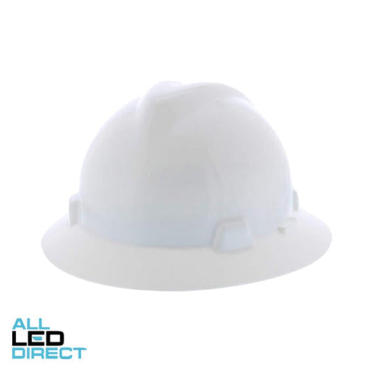 MSA V-GARD Full Brim Hard Hat With 4 Point PUSH KEY Suspension White