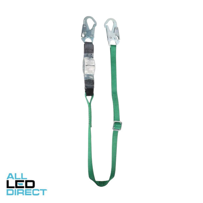MSA V-SERIES 2 Metre Single Leg Webbing Shock Absorbing Lanyard With Adjustable Steel Snaphook