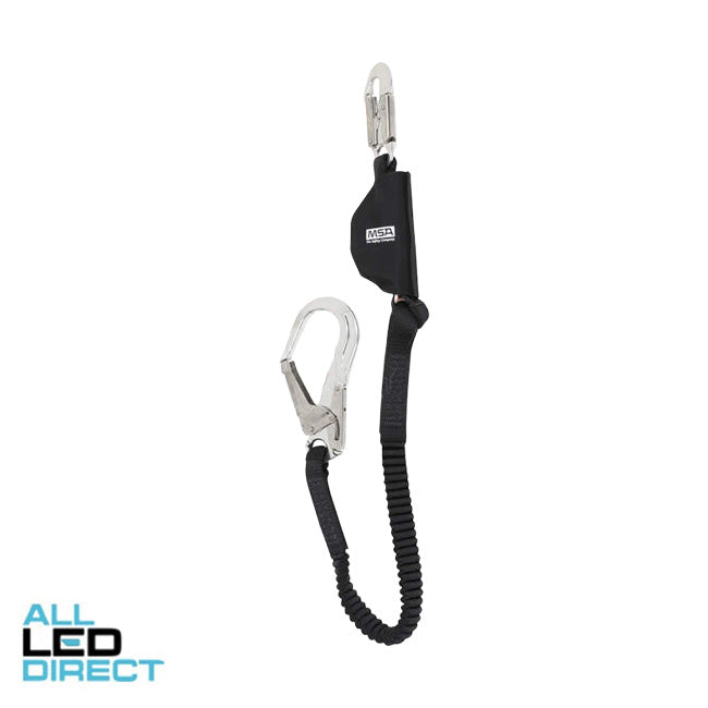 MSA V-SERIES STRETCH 2 Metre Single Leg Shock Absorbing Lanyard With Aluminium Scaffold Hook