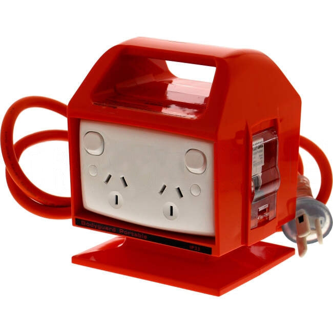 Clipsal 10 Amp 30mA Quad Switched Outlet With Built In RCD Electric Orange