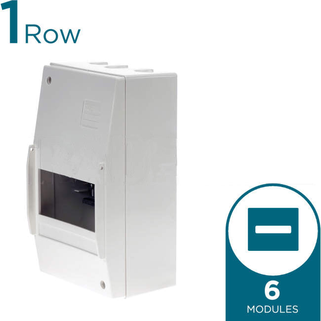 Clipsal 1 Row of 6 Pole Surface Mounted IP30 Enclosure Including Din Rail