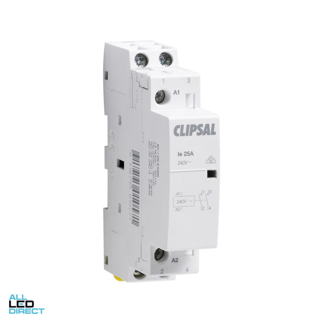 Clipsal 20 Amp 2 Pole Contactor With 240 Volt AC Coil & 2 x N/O Auxiliary Contact ALL LED Direct