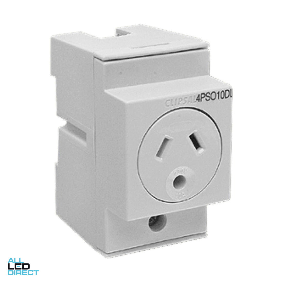 Clipsal 10 Amp SERIES 4 3 Pin Double Pole Din Mounted GPO With Round Earth White ALL LED Direct
