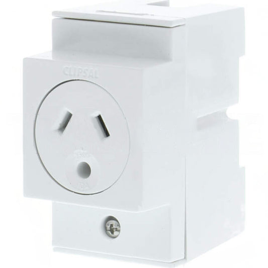 Clipsal 10 Amp SERIES 4 3 Pin Double Pole Din Mounted With Round Earth White