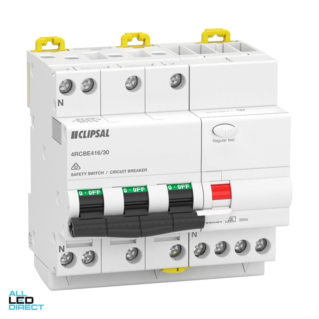Clipsal 16 Amp MAX4 MCB/RCD RCBO C Curve 4 Pole 6kA 30mA ALL LED Direct