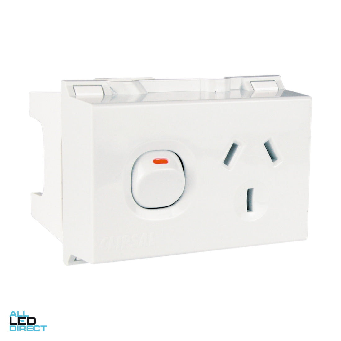 Clipsal 10 Amp SERIES 4 3 Pin Double Pole Din Mounted GPO With Switch White ALL LED Direct