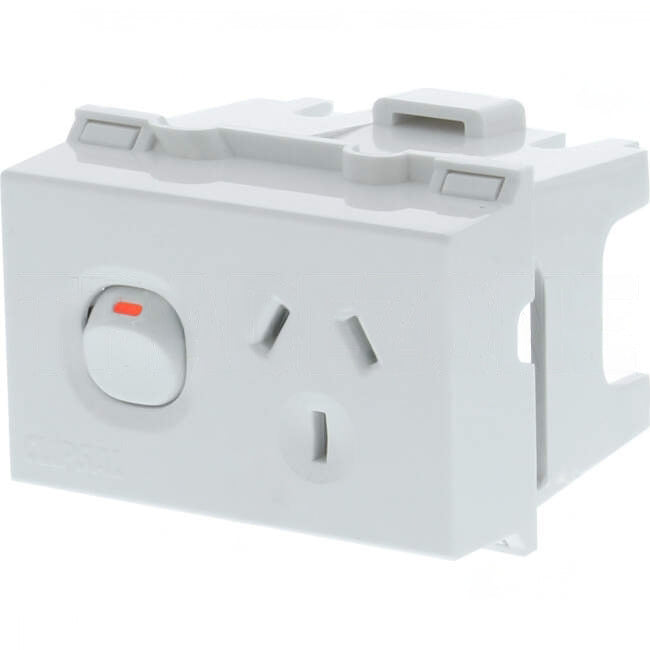 Clipsal 10 Amp SERIES 4 3 Pin Double Pole 2.5 Module Din Mounted With Switch White