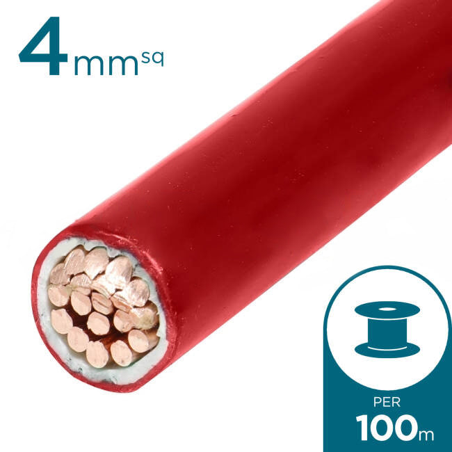 4mm Building Wire Cable Red 100 Metre Drum