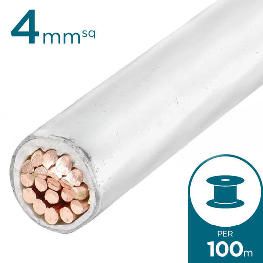 4mm Building Wire Cable White 100 Metre Drum