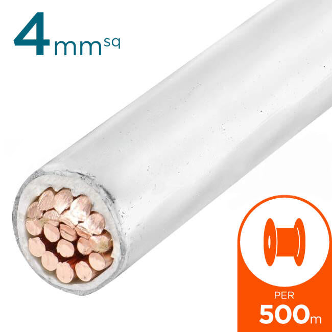 4mm Building Wire Cable White 500 Metre Drum