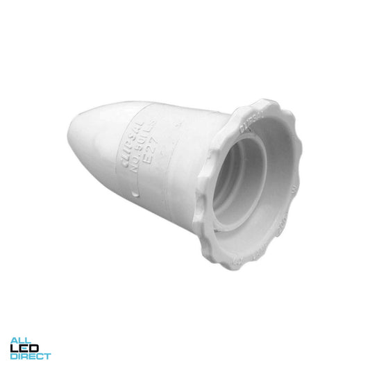 Clipsal 4 Amp 2 Pin 3 Piece Cord Grip Lampholder Edison Screw With Safety Skirt White
