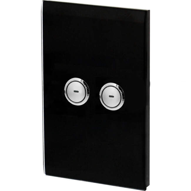 Clipsal C-Bus 2 Gang SATURN Wall Plate Internal Push Button With LED Indicator Black