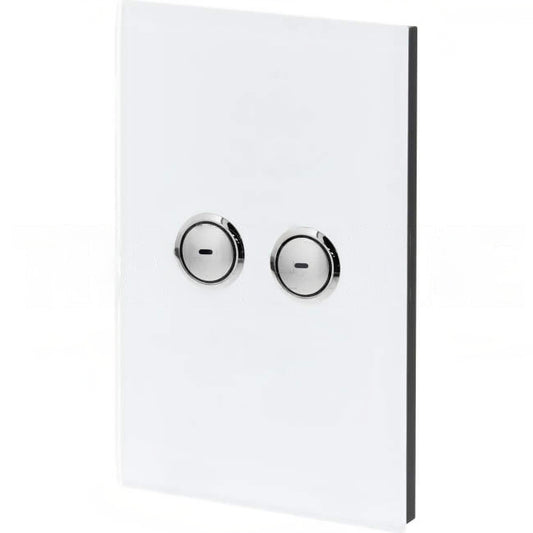 Clipsal C-Bus 2 Gang SATURN Wall Plate Internal Push Button With LED Indicator Pure White