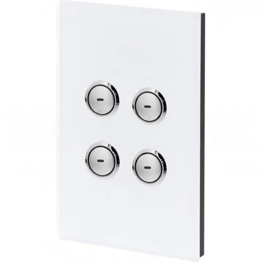 Clipsal C-Bus 4 Gang SATURN Wall Plate Internal Push Button With LED Indicator Pure White